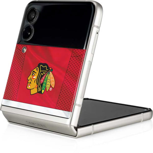 NHL Blackhawks Red Stripes Galaxy Z Flip4 5G Skin